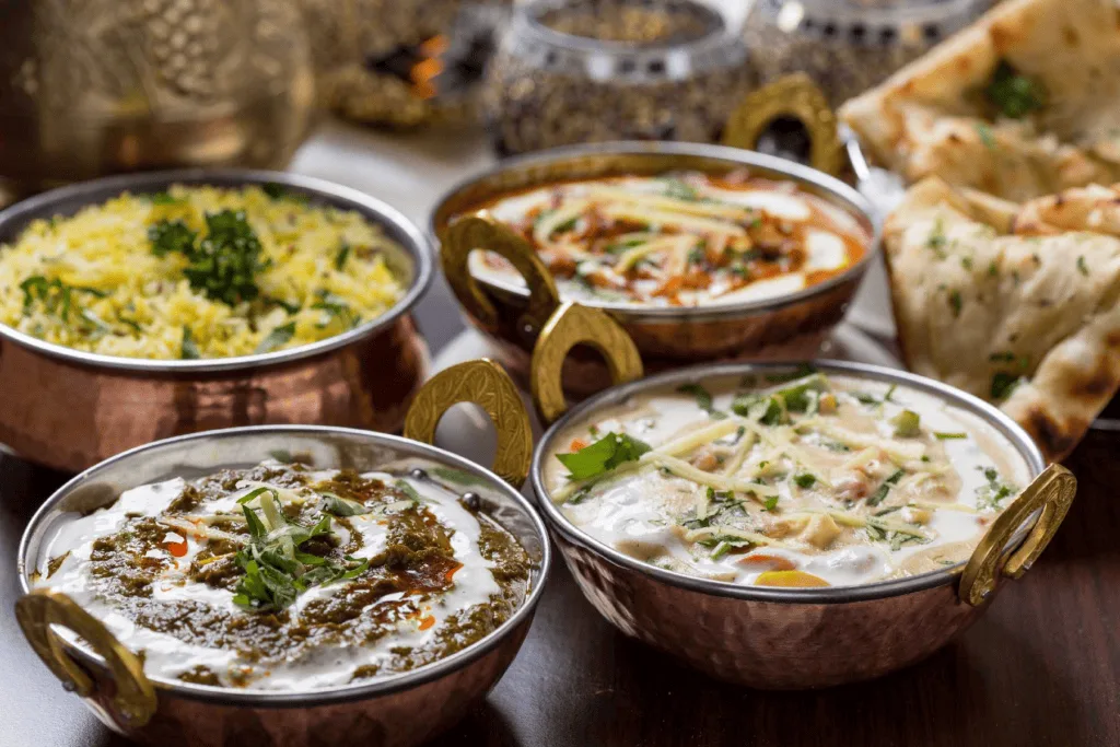 Indian dishes from Raj's Corner laid out ready to serve a crowd